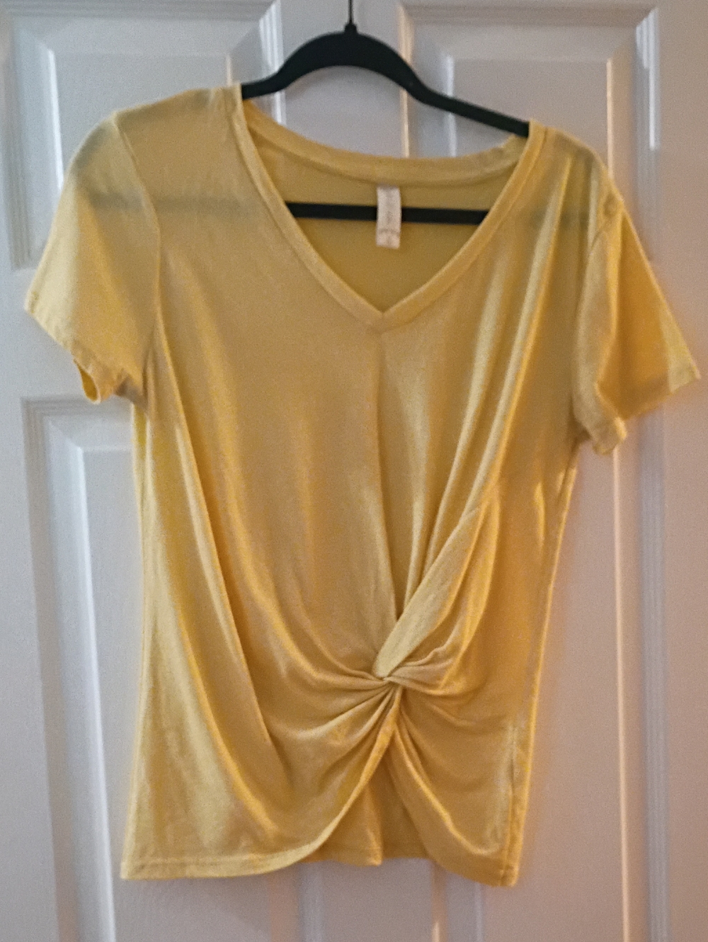 Altar'd State Yellow Twist-Front V-Neck Tee